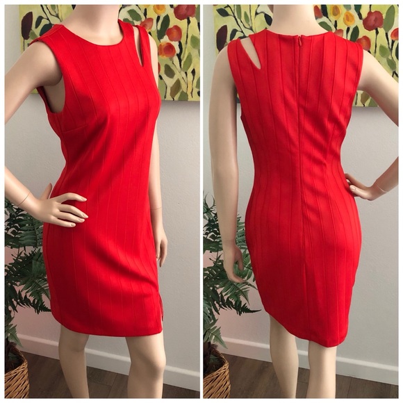 Trina Turk Red Sleeveless Cutout Sheath Dress - Picture 1 of 11